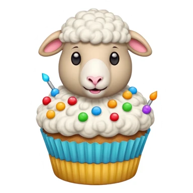 Sheep popping on the cupcake sticker