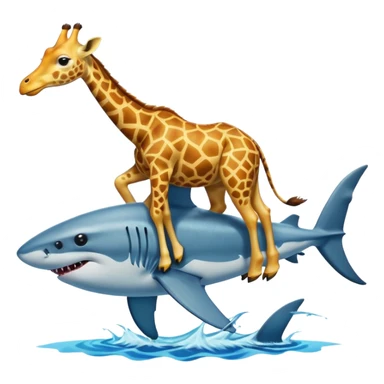 Giraffe riding a shark sticker
