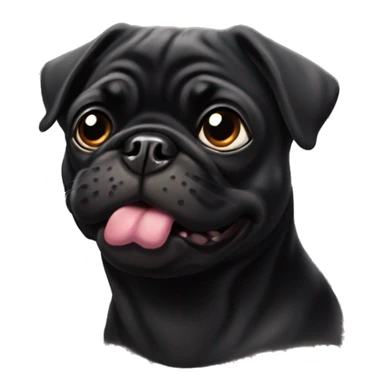 Black pug with tongue out on left side  sticker