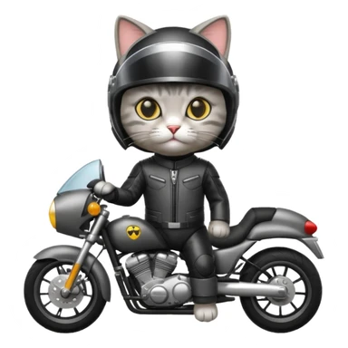 cat with motorcycle helmet and leather suit sticker