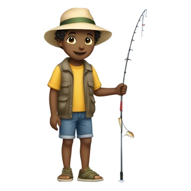 boy fishing by ocean sticker