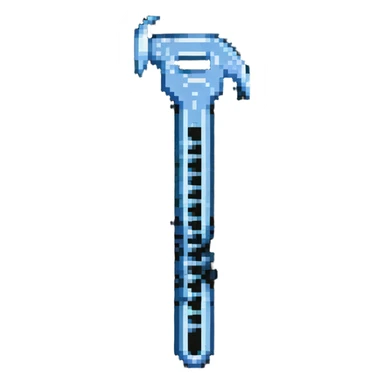 A pixelated wrench tool with digital code elements, made of binary digits sticker