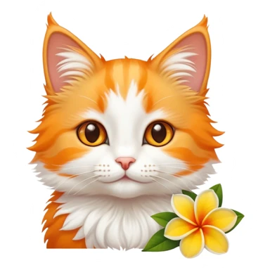 A cute  little cat and frangipani sticker