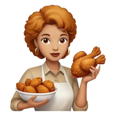 woman with fried chicken sticker