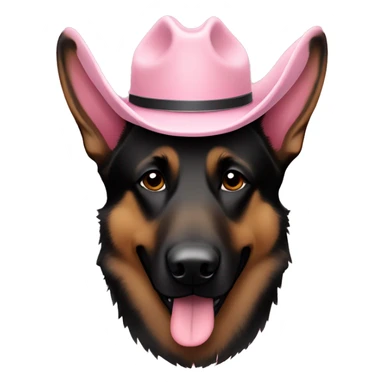 Dark German shepherd pretty light pink cowboy hat sticker