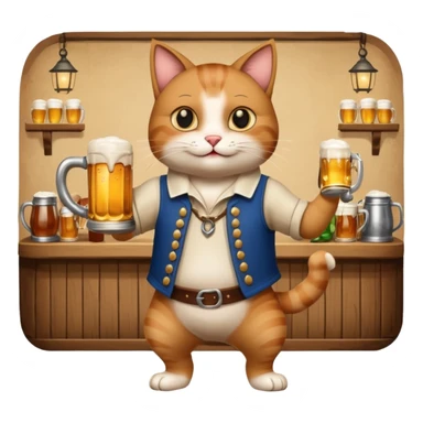 Eine tanzende ein video mit einer dKatze mit einem vollem Bierkrug im wirtshaus. Mit musik sticker