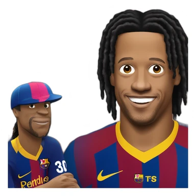Ronaldinho avec le mallio de Barcelone sticker