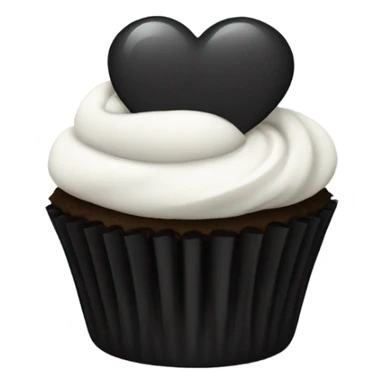 Black cupcake with white heart on top sticker