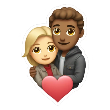 small sticker of a couple in love with a heart sticker