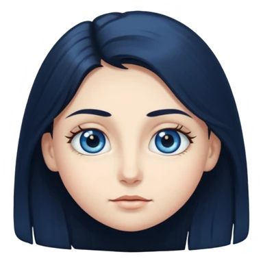 long dark hair with big blue eyes and long dark eyelashes round face sticker