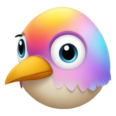 "Colorful Bird Stares At You" With half of eggshells as a hat sticker