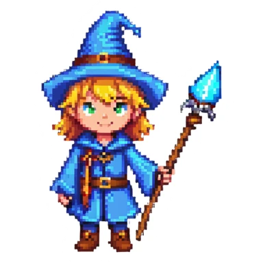 wizard kid with a pointy hat and wand sticker