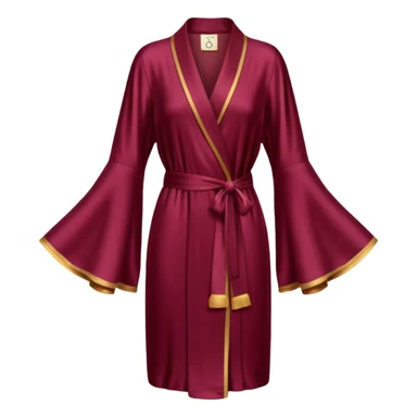 Burgundy silk robe, long, bell sleeves, high definition, sticker