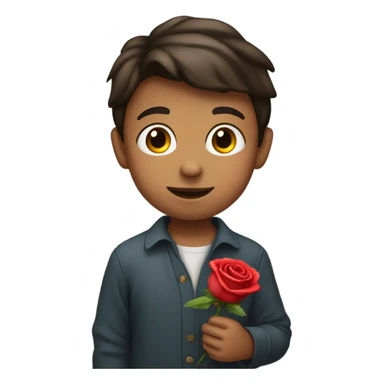 a boy with a rose sticker