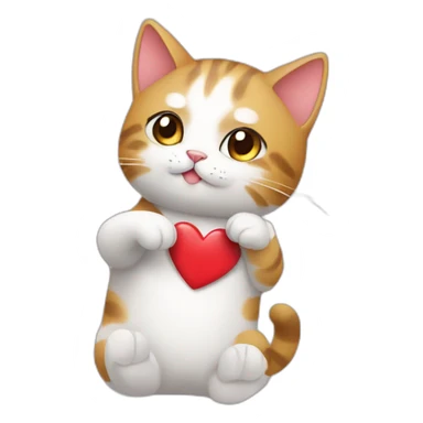 Cat doing a kpop heart sticker