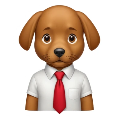 brown dog with red tie,whiteshirt sticker