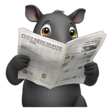 malayan tapir reading newspaper sticker