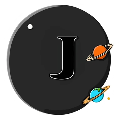 letter J with space theme and planets sticker