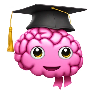 digital brain a pink graduation hat sticker