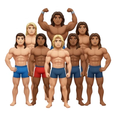 Shirtless long hair fat muscle men sticker