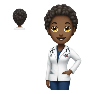African American Nurse with natural looking hair, brown eyes, navy scrubs sticker