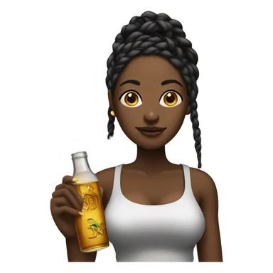 Black woman with braids holding liquor shot sticker