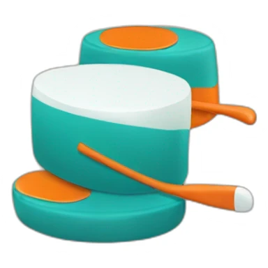 Orange teal hockey puck sticker