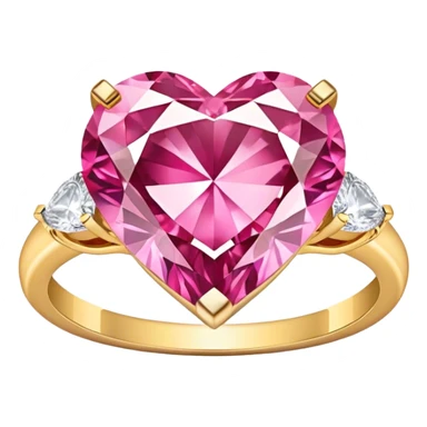 Gold engagement ring with pink heart diamond  sticker