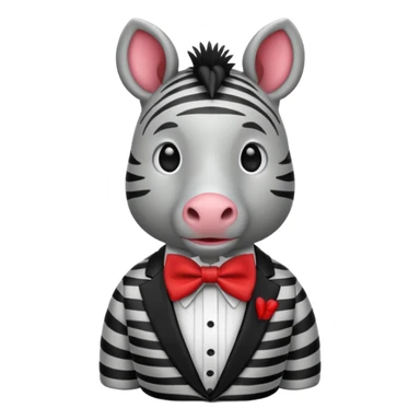 Zebra with a red bow tie sticker