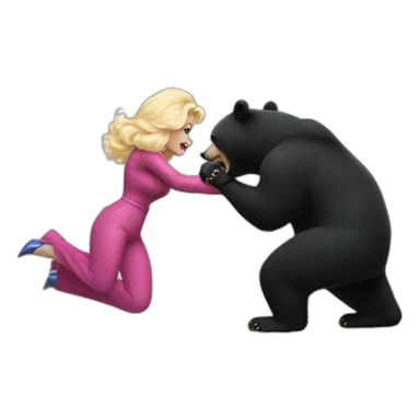 Dolly Parton fist fighting a black bear sticker