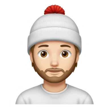 A guy head with white beanie sticker