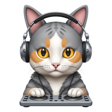 cat, dj, headphones sticker