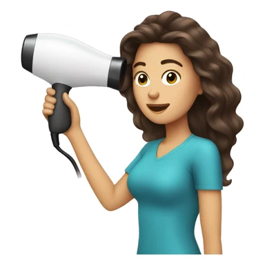 Brunette girl blow drying hair sticker