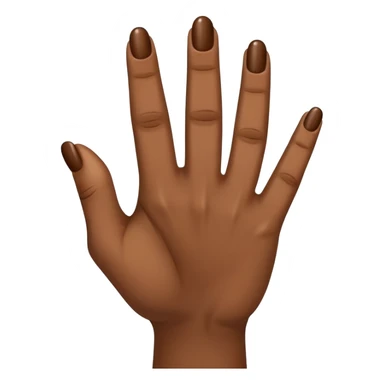 brown skin hand with 5 fingers, middle finger crossed over ring finger forming a double-u shape sticker