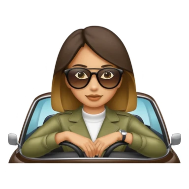 Emojis de carros y una mujer a dentro  sticker