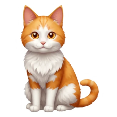 full body of tiny + skinny ginger and white cat with deep orange eyes and triangular shaped face sticker