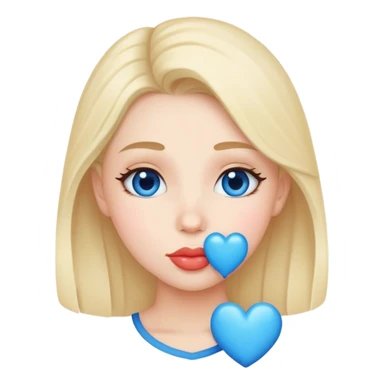 kissy face blue heart sticker