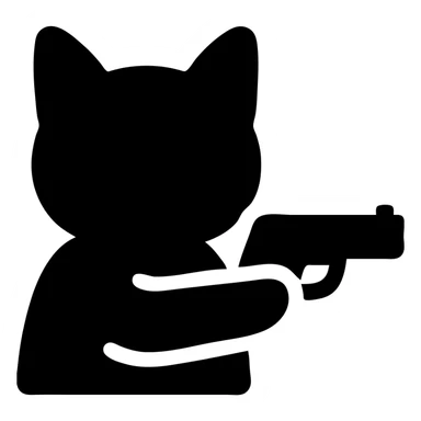 cat with a gun solid filled icon sticker