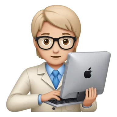 IT specialist with computer and code sticker