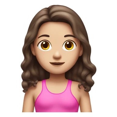 swimming little white girl with pink swimming suit dark brown long hair sticker