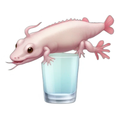Un axolotl qui est entrain de boire de la vodka dans un verre à pied sticker