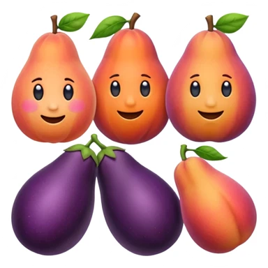 Make an emoji of a peach and eggplant sticker