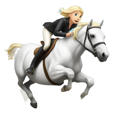 Blonde rider Jumping white horse sticker