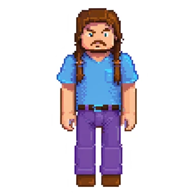Jack Black as Minecraft Steve, blocky character with brown hair, blue shirt, and purple pants sticker