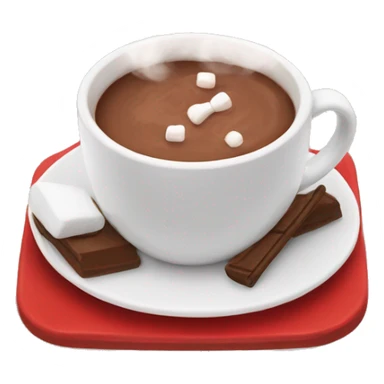 Red mug with hot cocoa and marshmallows sticker
