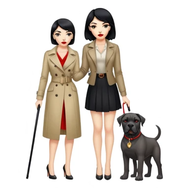 fashionable woman with red lips and black hair next to a Cane Corso dog sticker