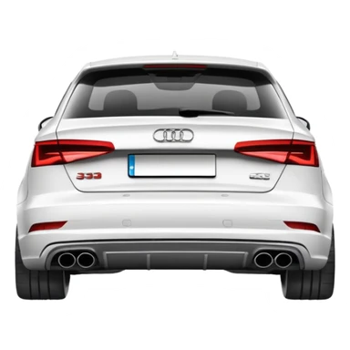 white Audi S3 8V rear view visible quad exhausts sticker