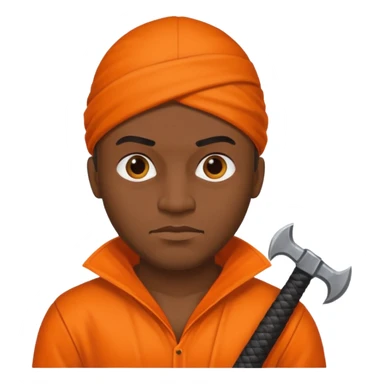 black man executioner in orange suit sticker