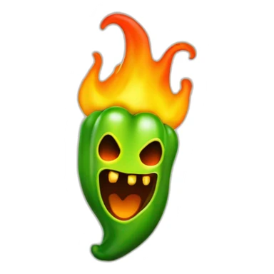 Menacing green yellow ghost pepper on Fire sticker