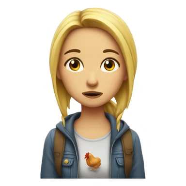 Girl eating chicken sad  sticker